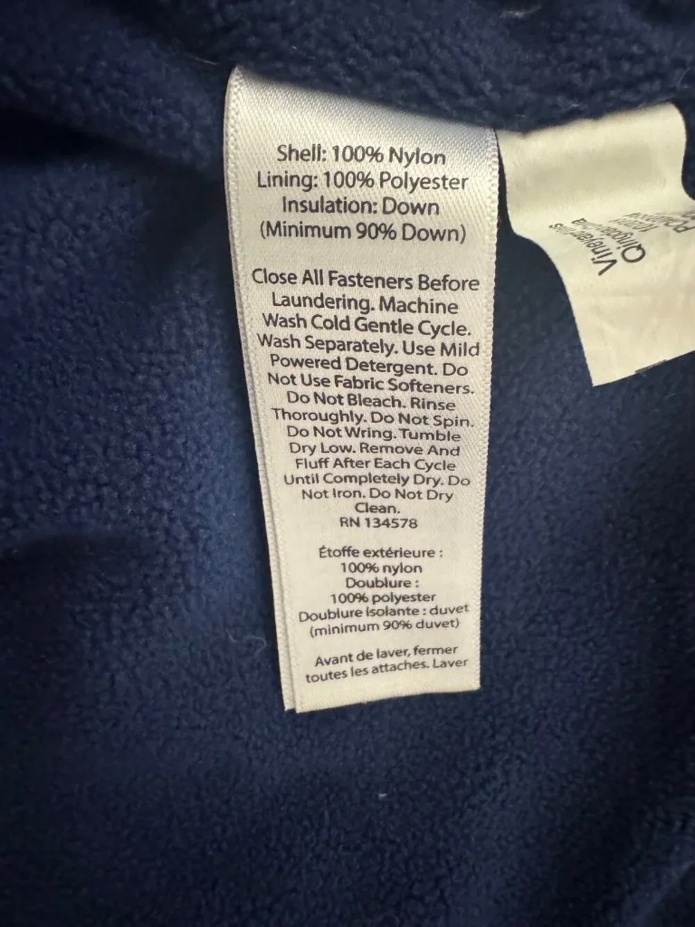 Vineyard Vines Kids Navy Blue Down Puffer Vest Zip Pockets Size 2T Baby Fleece